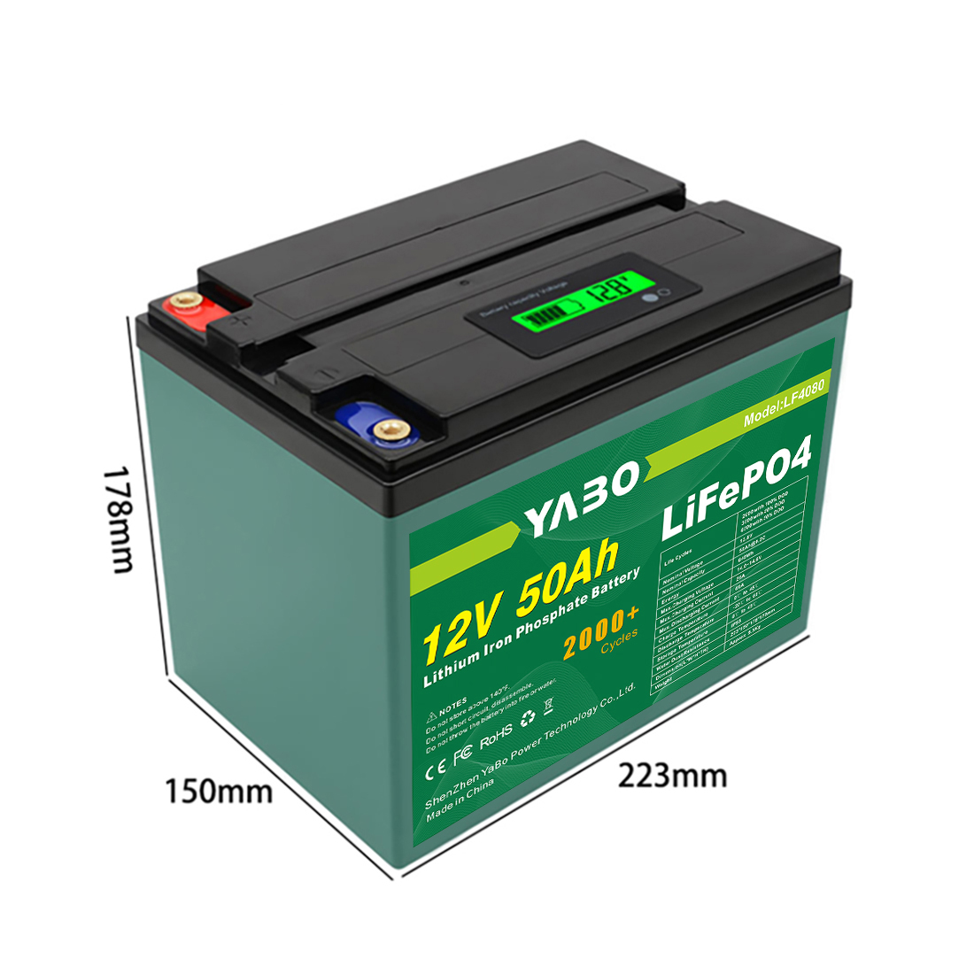 YABO LiFePO4 Batterie 12V 50Ah pour l'alimentation d'urgence